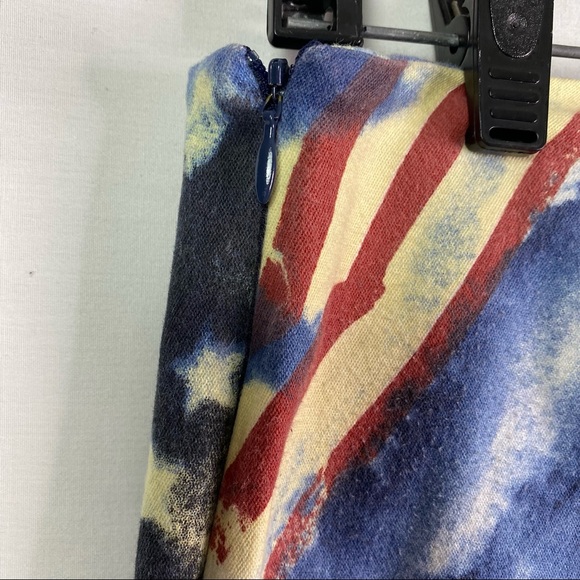 Vintage Blue Tie Dye USA Flag Flare Pants Side Zip - Picture 4 of 7